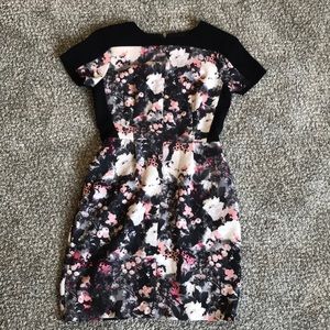 Club Monaco pink black floral dress 0 XS